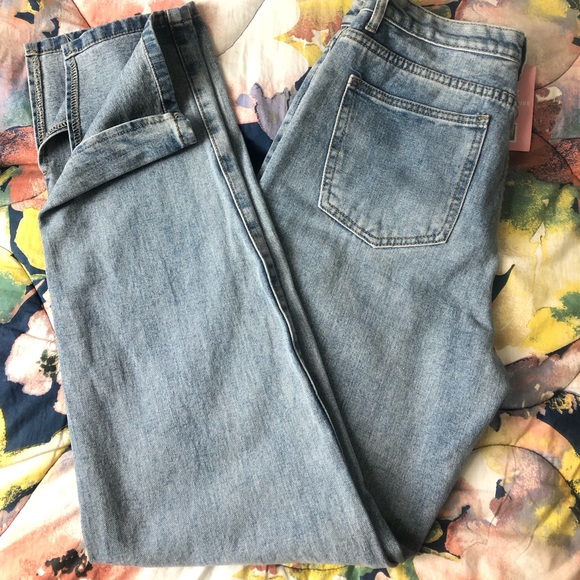 Missy Empire Denim Acid Wash Straight Leg Split Detail Jeans size US 12/UK 14 - Picture 9 of 11